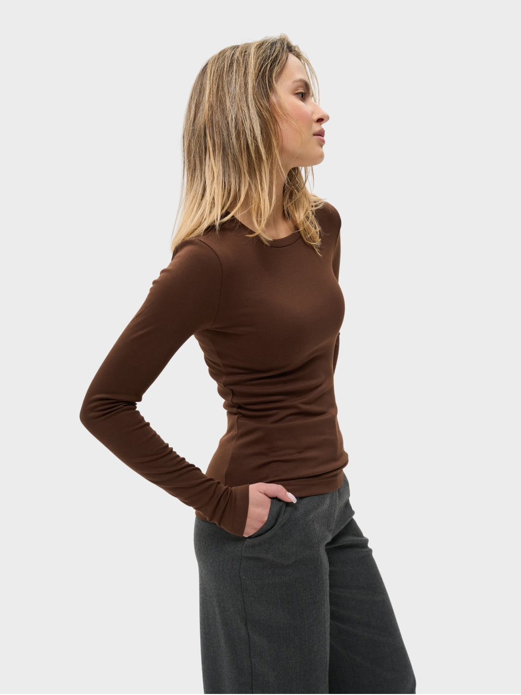 Лонгслів утеплений коричневий